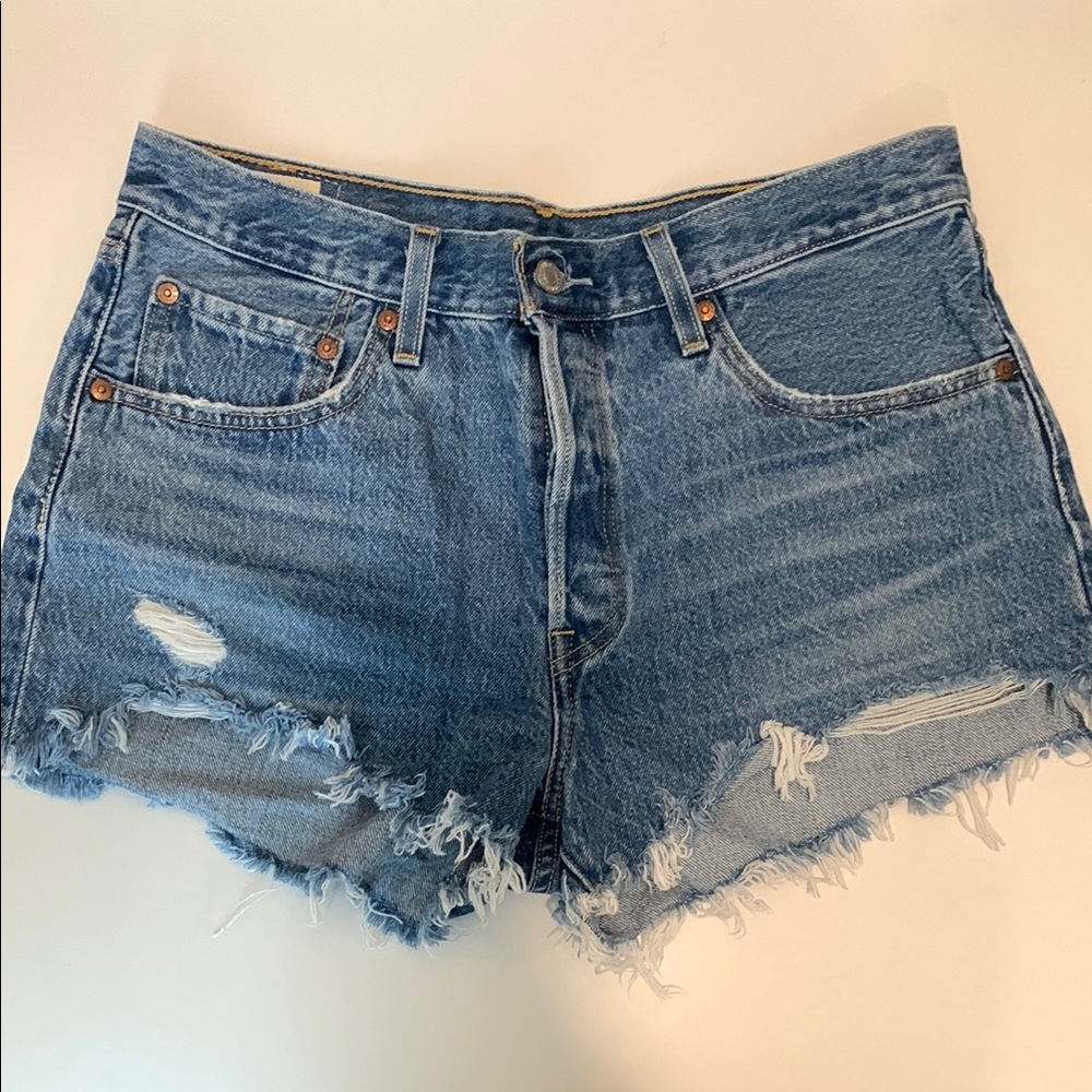 Levi’s 501 high waist denim shorts